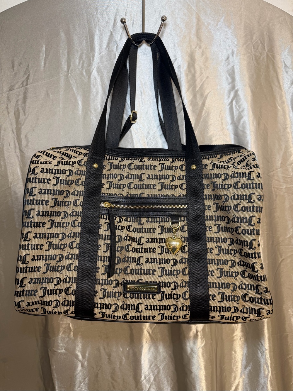 Vintage Juicy Couture Black & Cream Signature Tote Bag